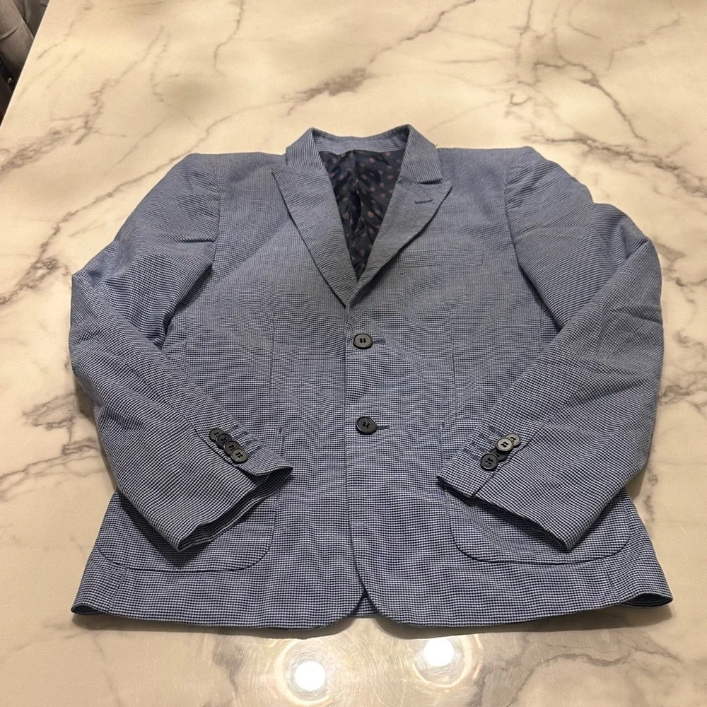 Isaac Mizrahi Navy Patterned Blazer